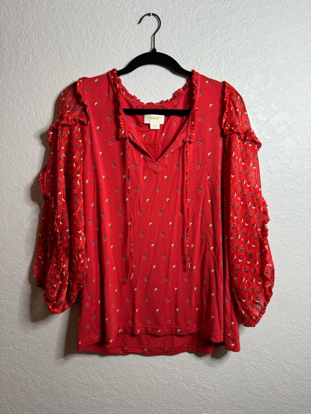 Maeve Red Printed Peasant Blouse